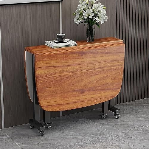 Folding Extendable Kitchen Table Wooden Desk 120x80cm Brown - Kwikley