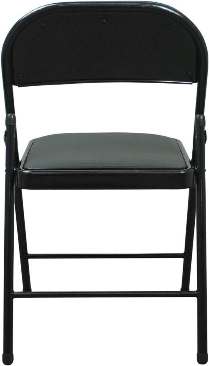 Folding Faux Leather Chairs Set 6 Black Padded Steel Frame - Kwikley