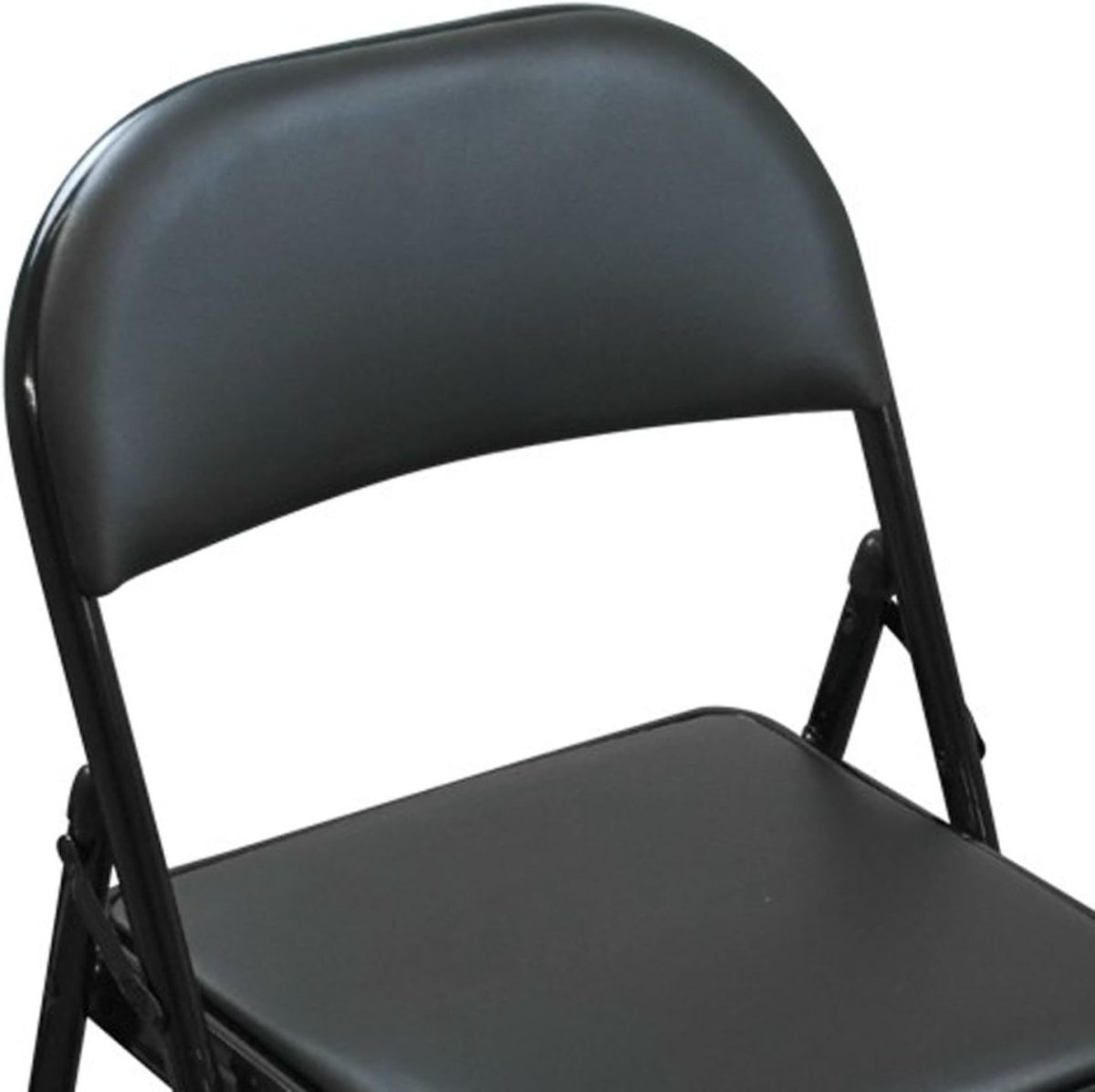 Folding Faux Leather Chairs Set 6 Black Padded Steel Frame - Kwikley