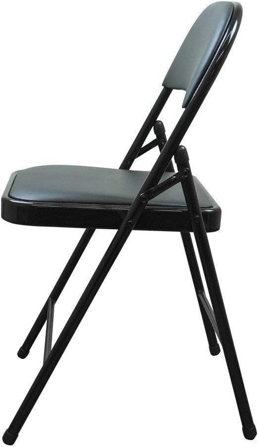 Folding Faux Leather Chairs Set 6 Black Padded Steel Frame - Kwikley