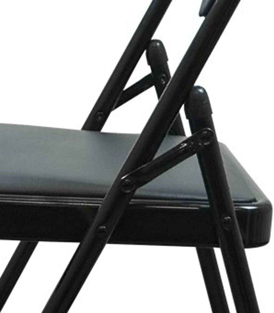 Folding Faux Leather Chairs Set 6 Black Padded Steel Frame - Kwikley