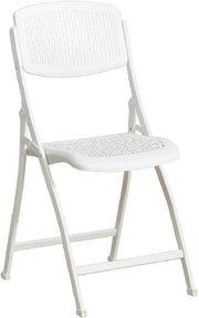 Folding Garden Chair Lightweight Plastic Rattan Effect Patio Balcony White - Kwikley