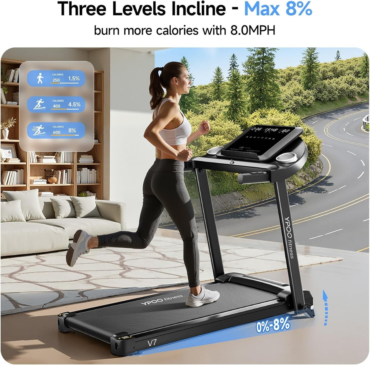 Folding Incline Treadmill 12KM/H Home Walking Running Pad Large Belt - Kwikley