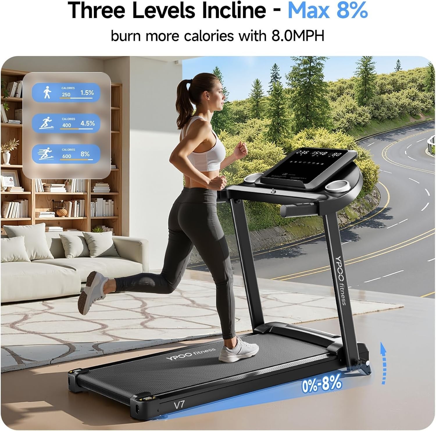Folding Incline Treadmill 12KM/H Home Walking Running Pad Large Belt - Kwikley