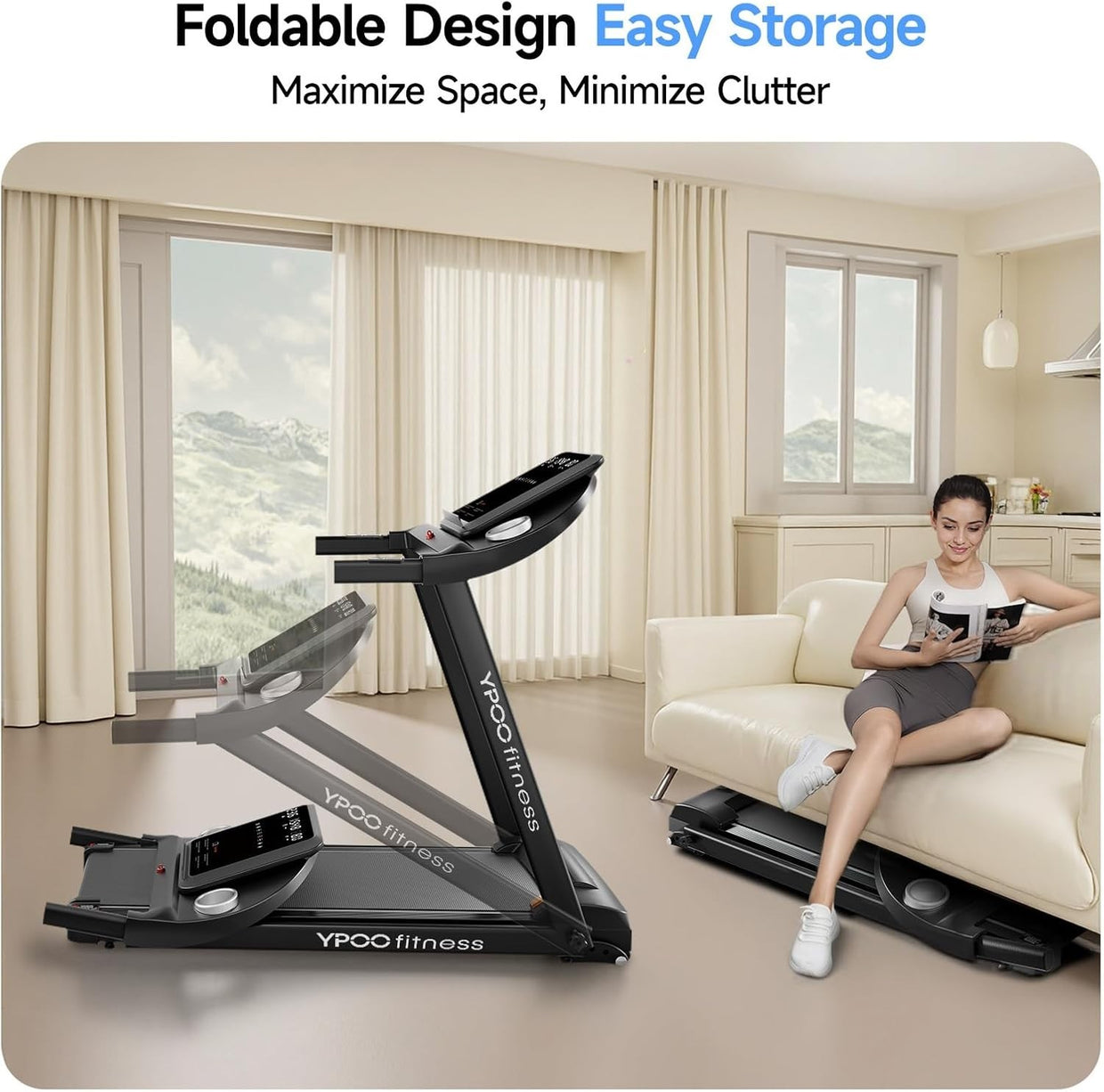 Folding Incline Treadmill 12KM/H Home Walking Running Pad Large Belt - Kwikley