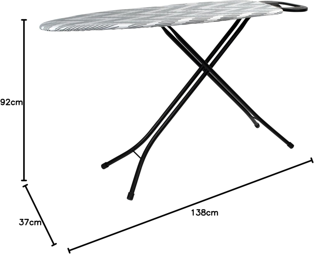 Folding Ironing Board 115x36cm Adjustable Height Compact Lightweight Table - Kwikley