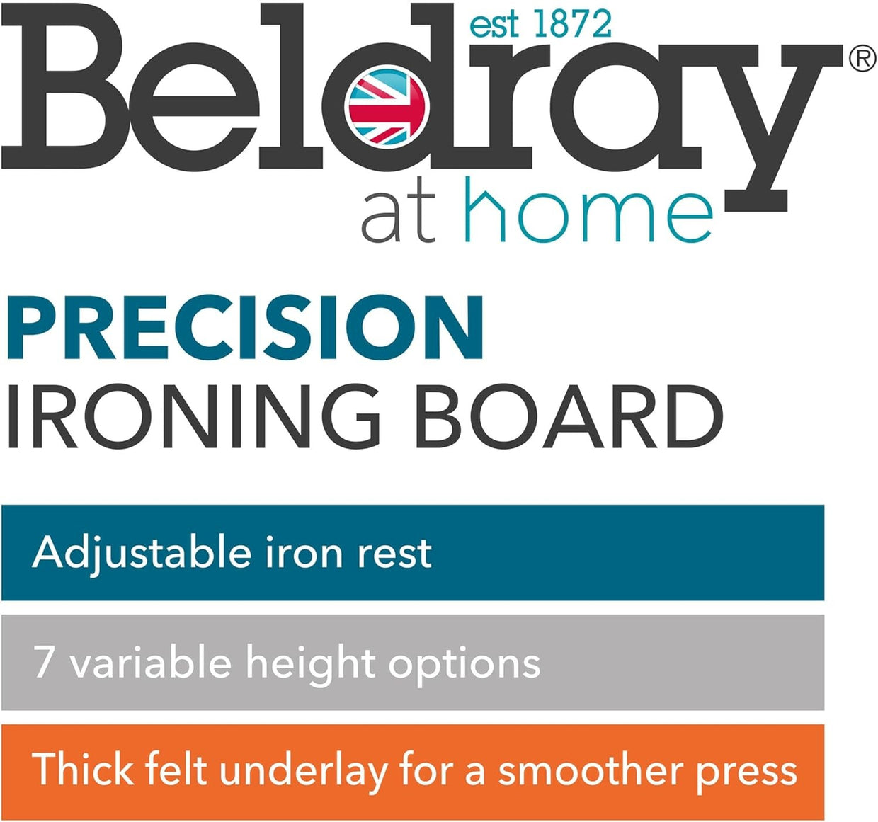 Folding Ironing Board 115x36cm Adjustable Height Lightweight Compact - Kwikley