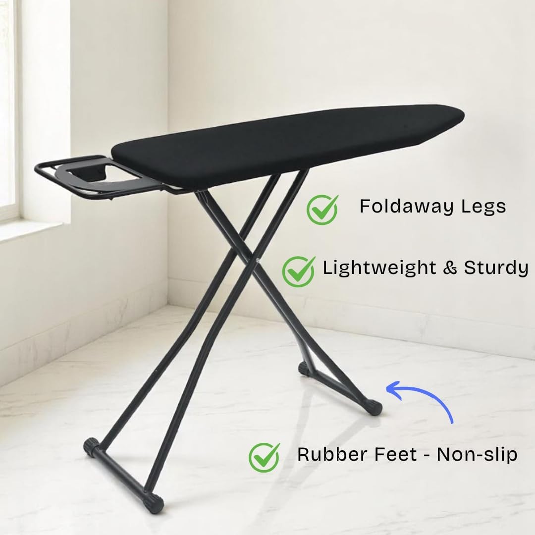 Folding Ironing Board 120x37.5cm Jumbo Iron Rest Collapsible Table - Kwikley