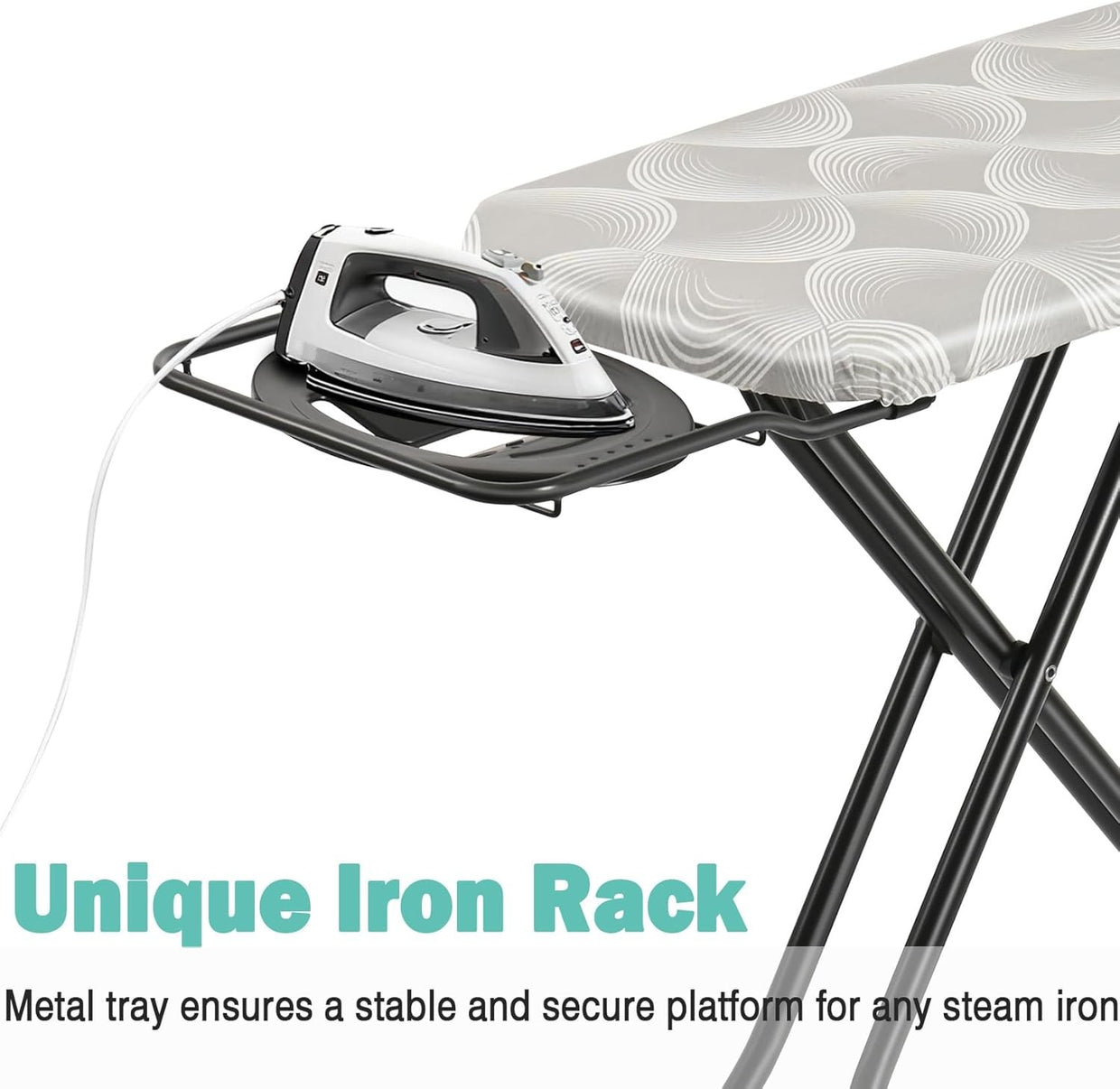 Folding Ironing Board 120x38cm Height Adjustable Steam Iron Rest - Kwikley