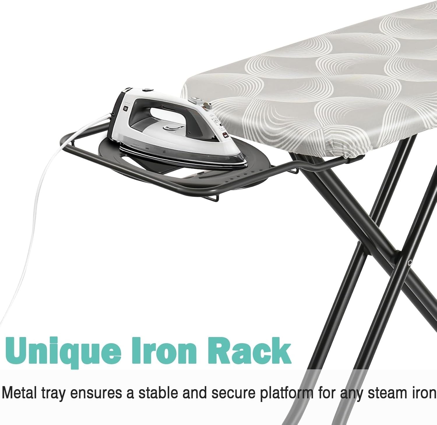 Folding Ironing Board 120x38cm Height Adjustable Steam Iron Rest - Kwikley