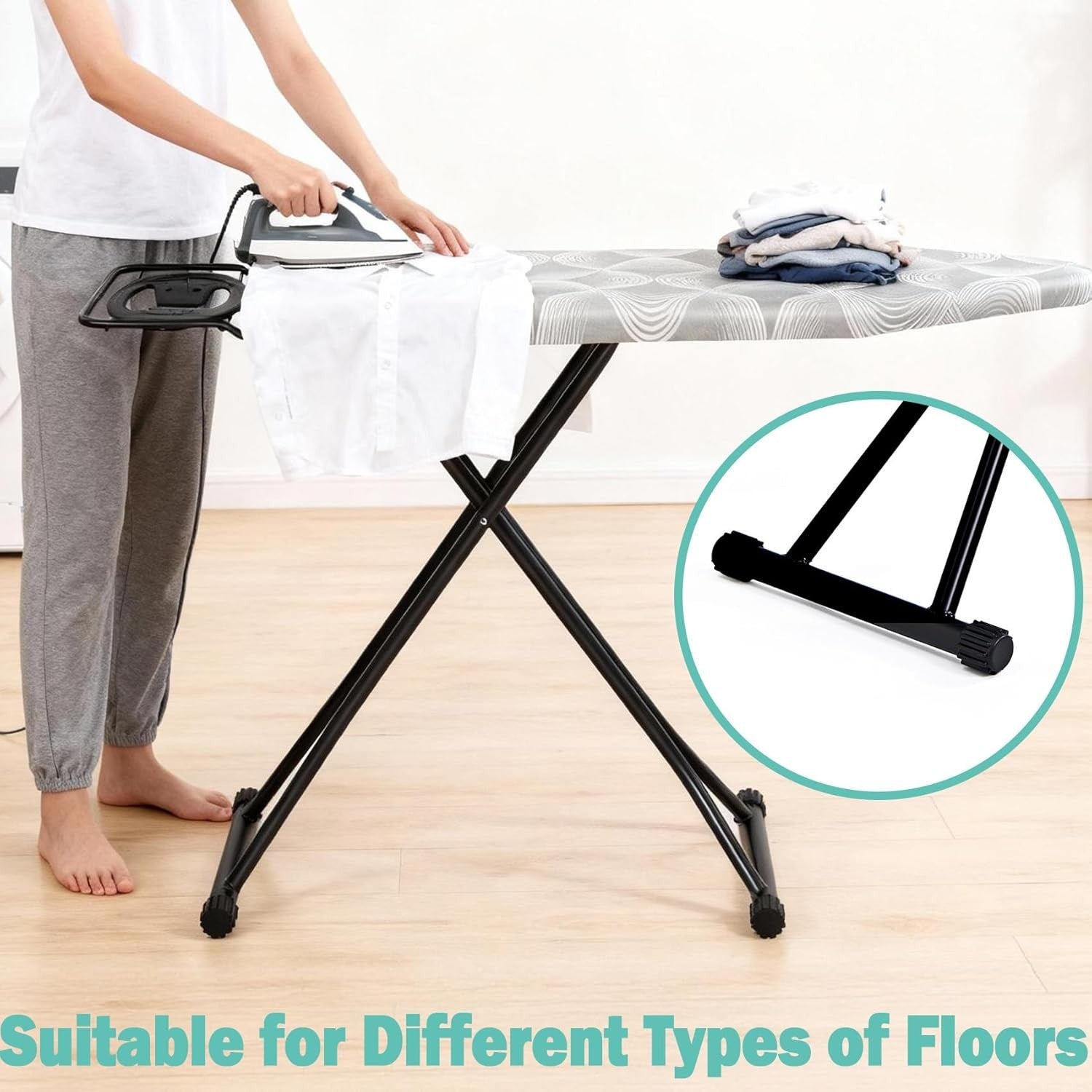 Folding Ironing Board 120x38cm Height Adjustable Steam Iron Rest - Kwikley