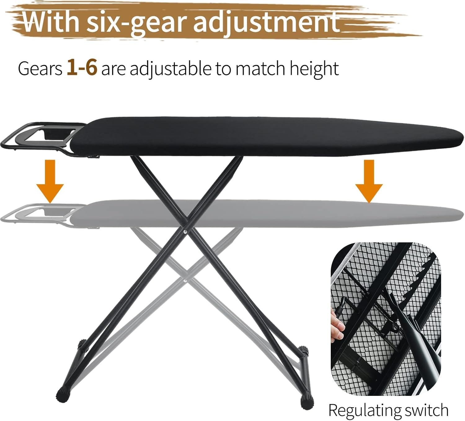 Folding Ironing Board 122x38cm Adjustable Height Anti - Slip with Iron - Kwikley