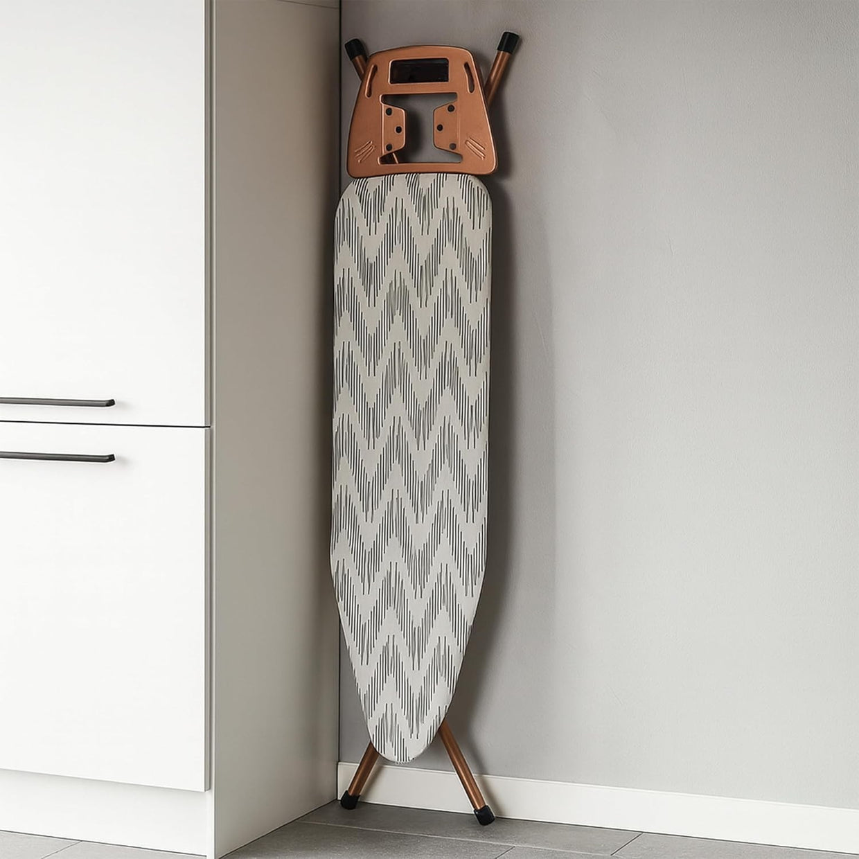 Folding Ironing Board 122x38cm Adjustable Height Heat Reflective Rose Gold - Kwikley