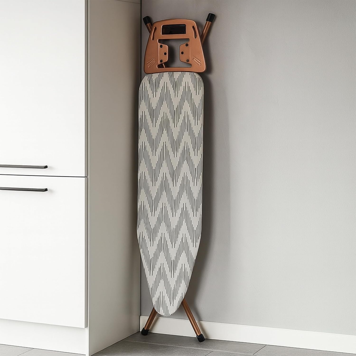 Folding Ironing Board 122x38cm Adjustable Height Heat Reflective Rose Gold - Kwikley
