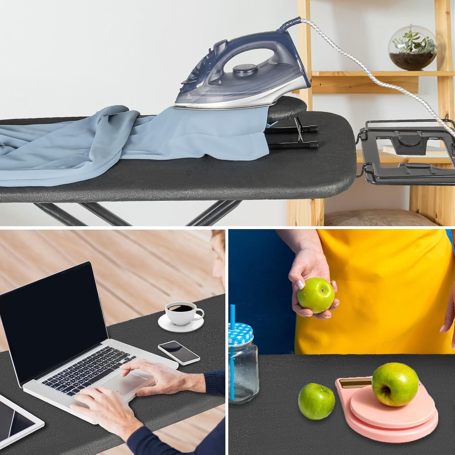 Folding Ironing Board 122x38cm Heat Resistant Adjustable with Iron Rest - Kwikley