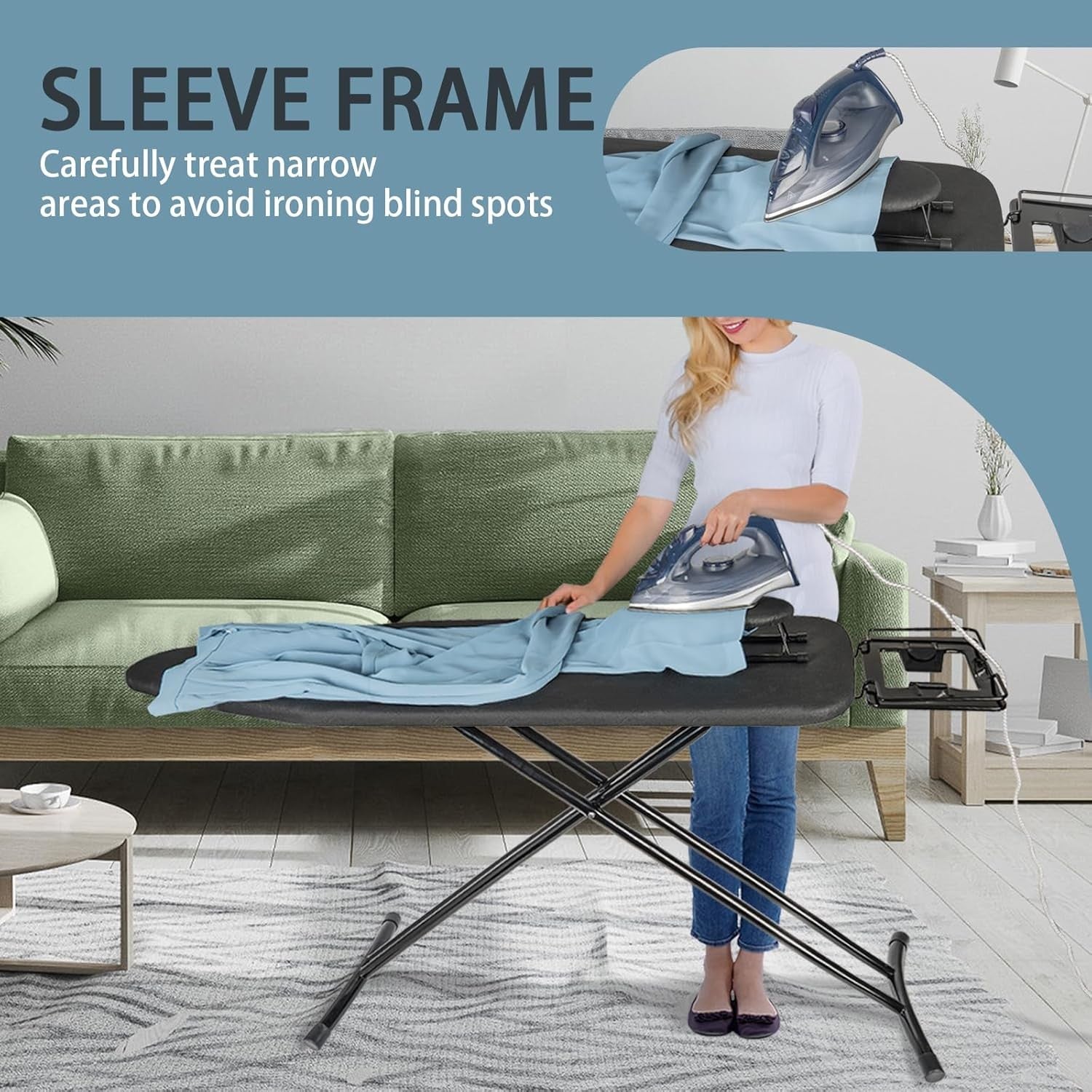 Folding Ironing Board 122x38cm Heat Resistant Adjustable with Iron Rest - Kwikley
