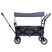 Folding Kids Wagon with Canopy Push Pull Cart Brake Safety Outdoor Transport - Kwikley