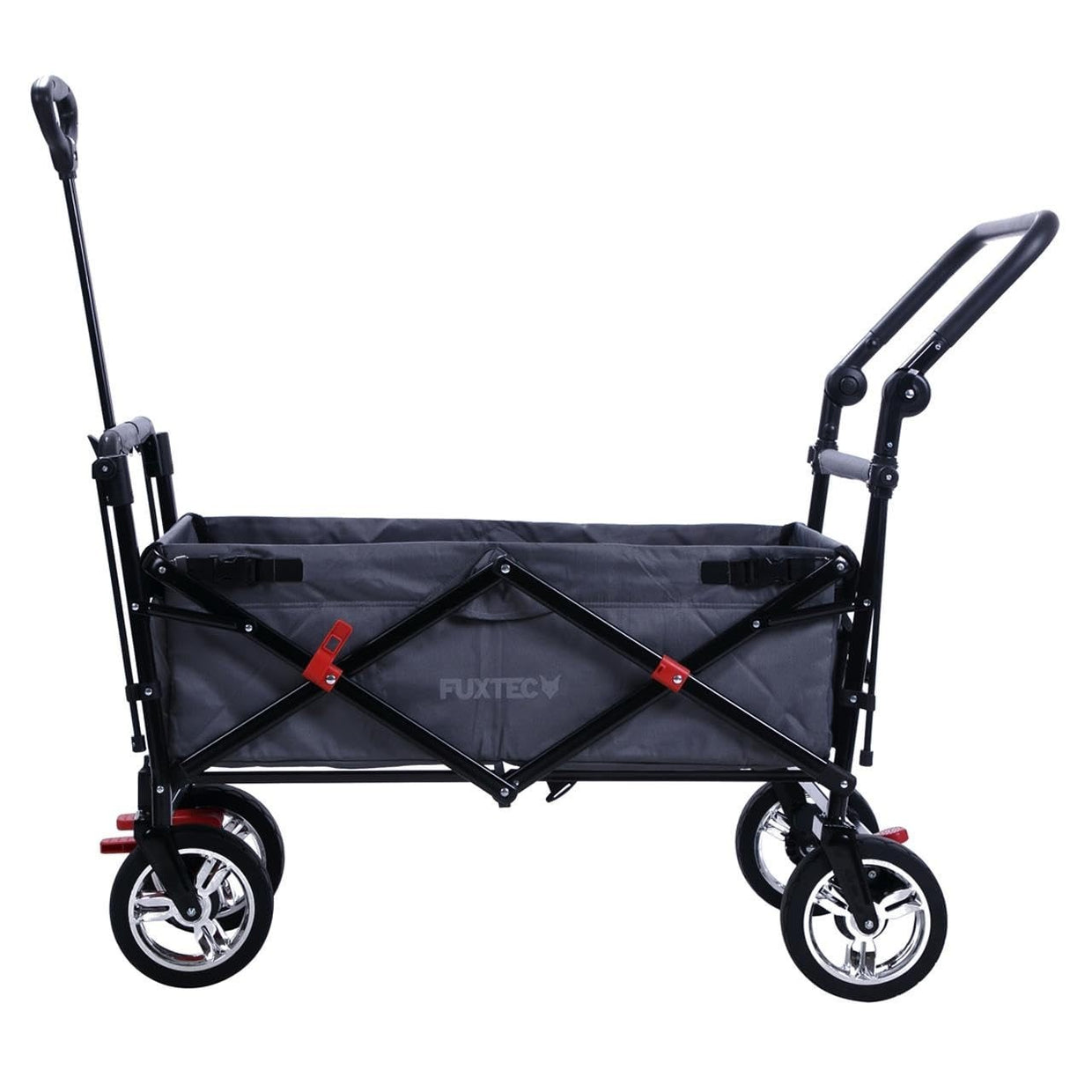 Folding Kids Wagon with Canopy Push Pull Cart Brake Safety Outdoor Transport - Kwikley