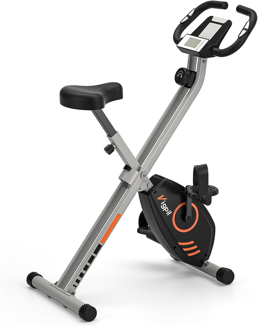Folding Magnetic Exercise Bike w/ LCD Display, 8 - Level Resistance Device Holder - Kwikley
