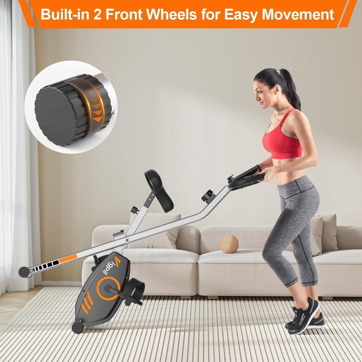 Folding Magnetic Exercise Bike w/ LCD Display, 8 - Level Resistance Device Holder - Kwikley