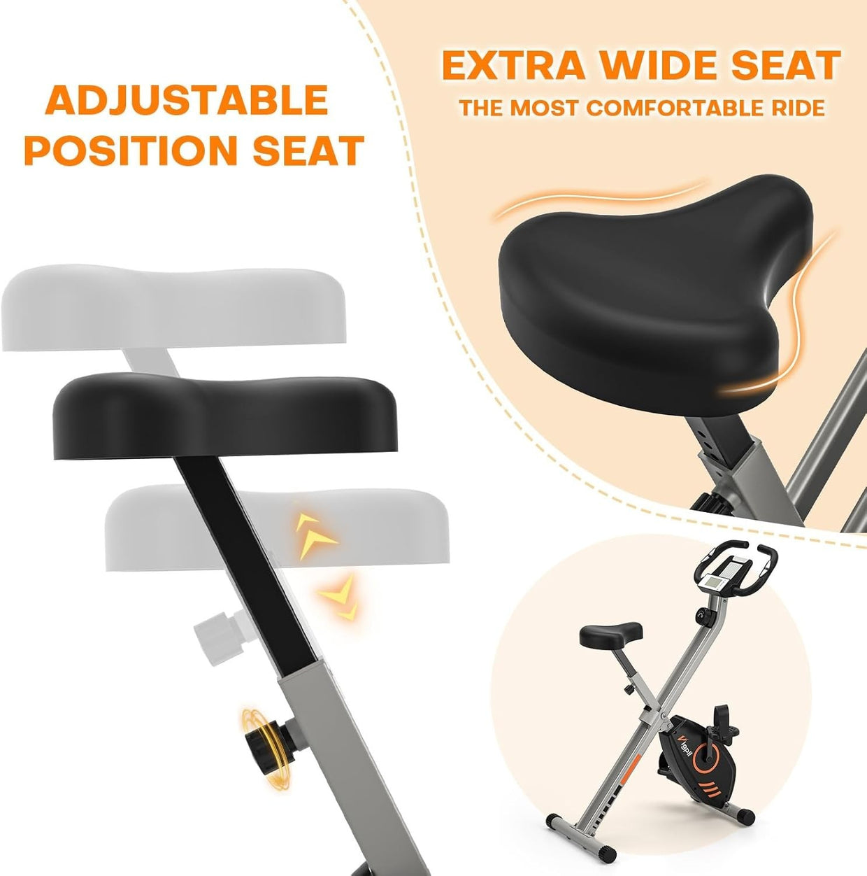 Folding Magnetic Exercise Bike w/ LCD Display, 8 - Level Resistance Device Holder - Kwikley