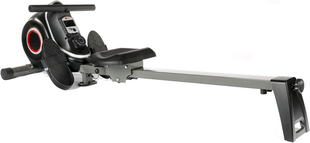 Folding Magnetic Rowing Machine 10 - Level Quiet Belt Rower LCD Home Gym 100KG - Kwikley