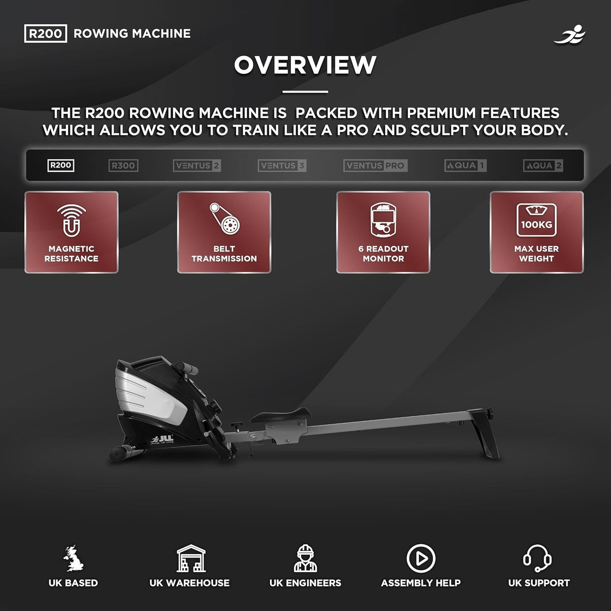 Folding Magnetic Rowing Machine 10 - Level Quiet Rower LCD Display Home 100KG - Kwikley