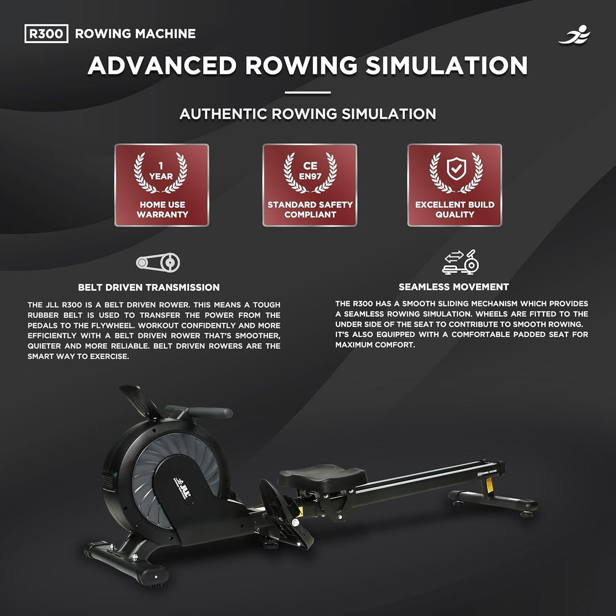 Folding Magnetic Rowing Machine 32 - Level Quiet Rower LCD Pulse Monitor 100KG - Kwikley