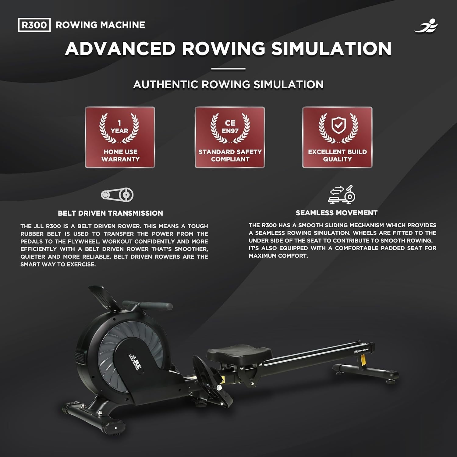 Folding Magnetic Rowing Machine 32 - Level Quiet Rower LCD Pulse Monitor 100KG - Kwikley