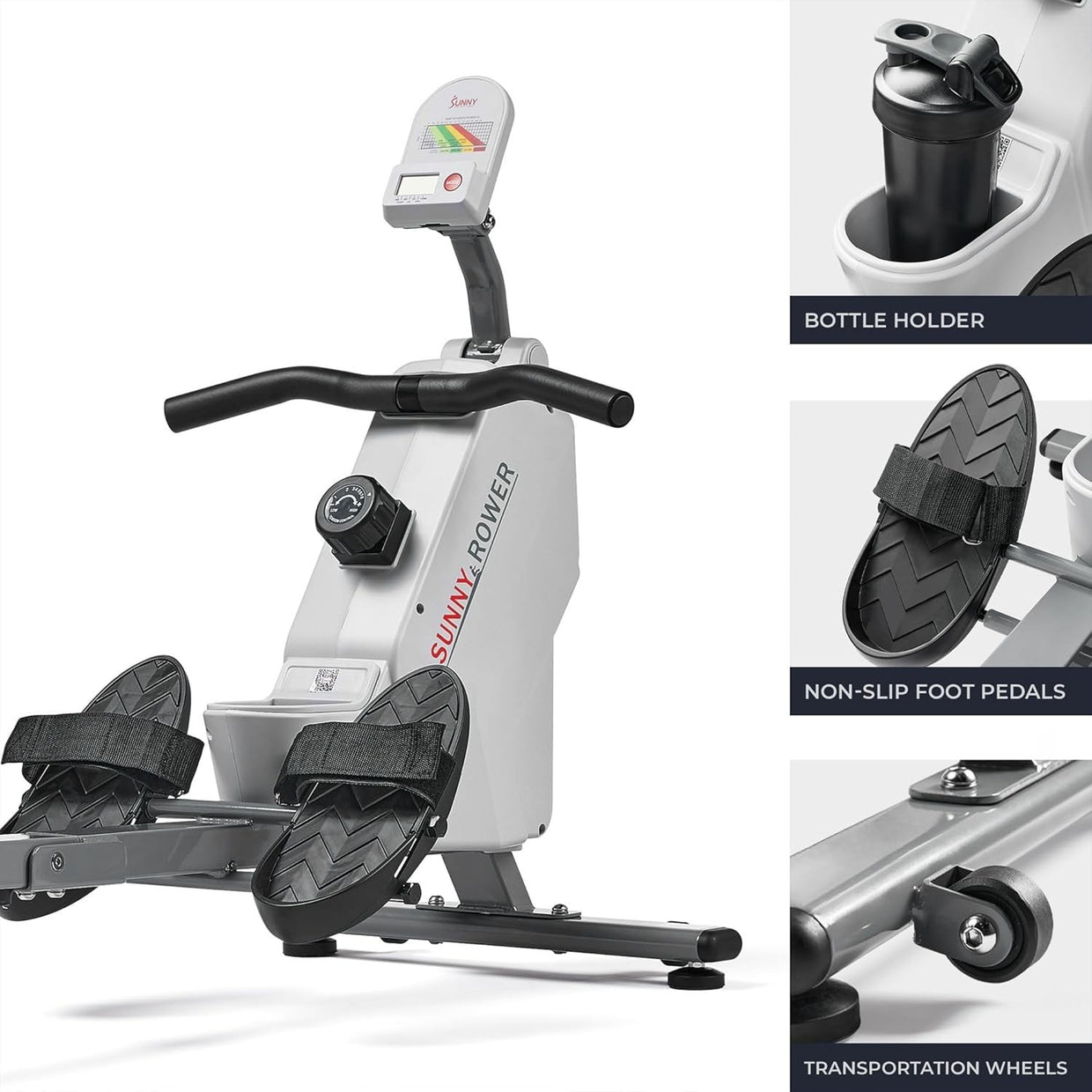 Folding Magnetic Rowing Machine Quiet 8 - Level Rower LCD App Holder 130KG - Kwikley