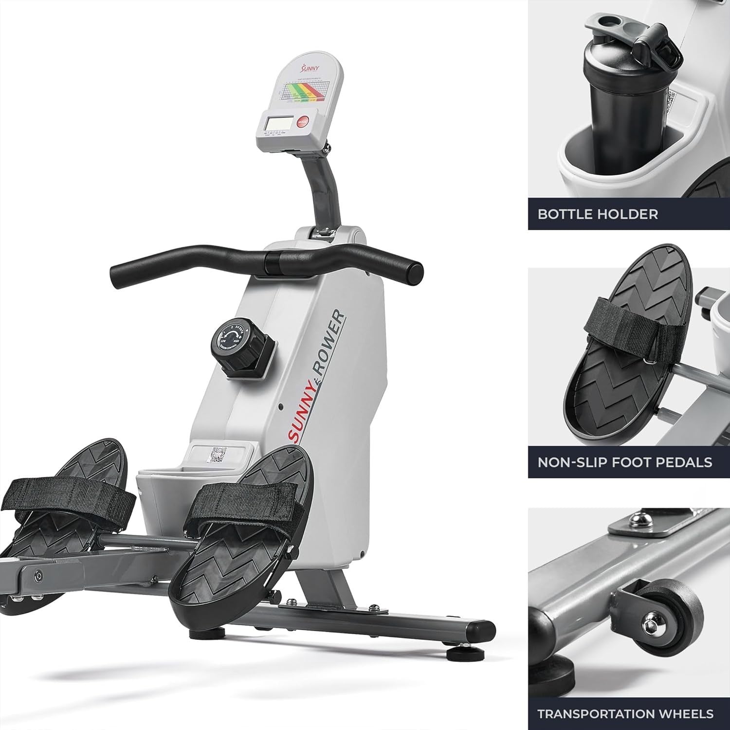 Folding Magnetic Rowing Machine Quiet 8 - Level Rower LCD App Holder 130KG - Kwikley