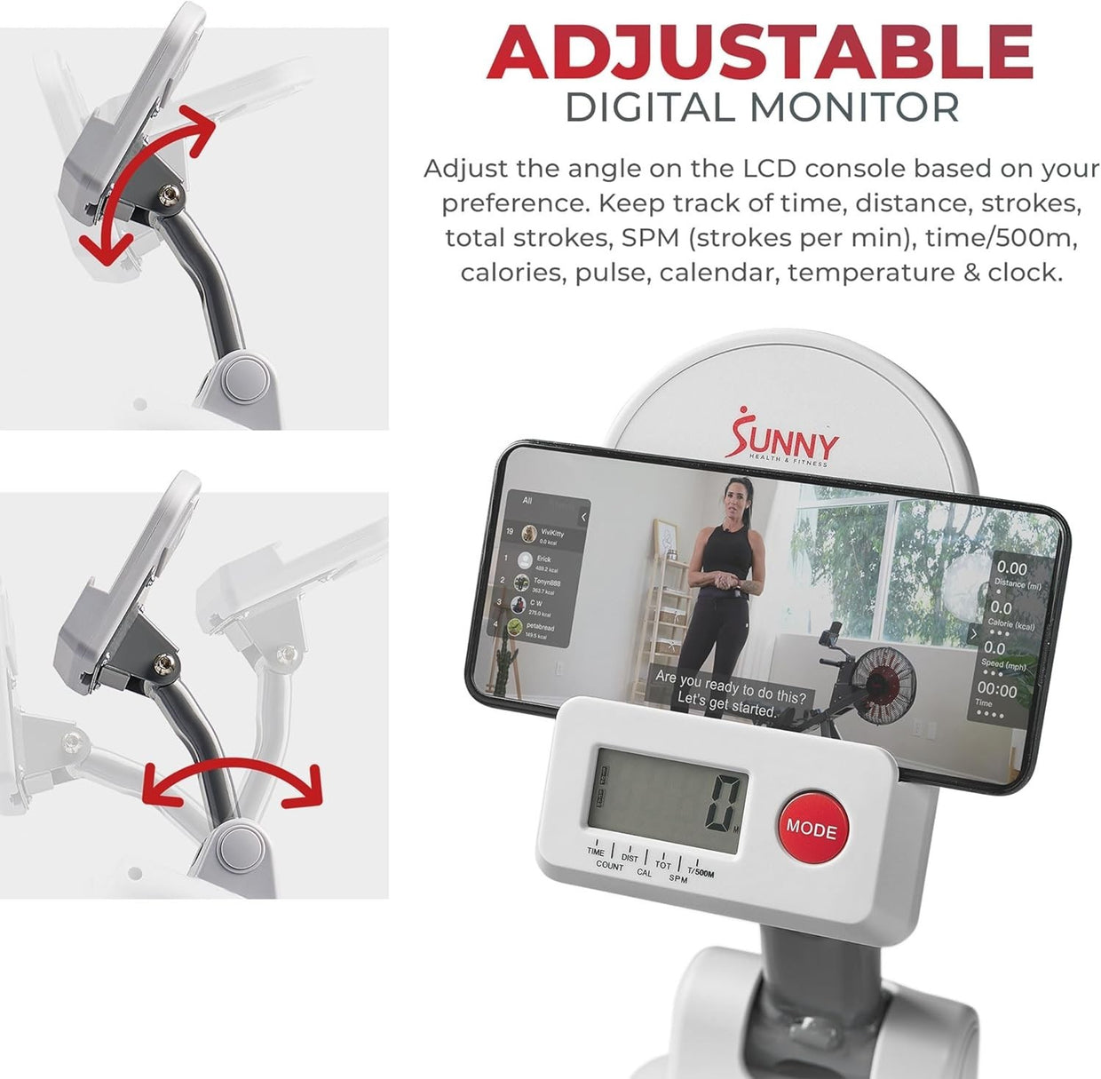 Folding Magnetic Rowing Machine Quiet 8 - Level Rower LCD App Holder 130KG - Kwikley