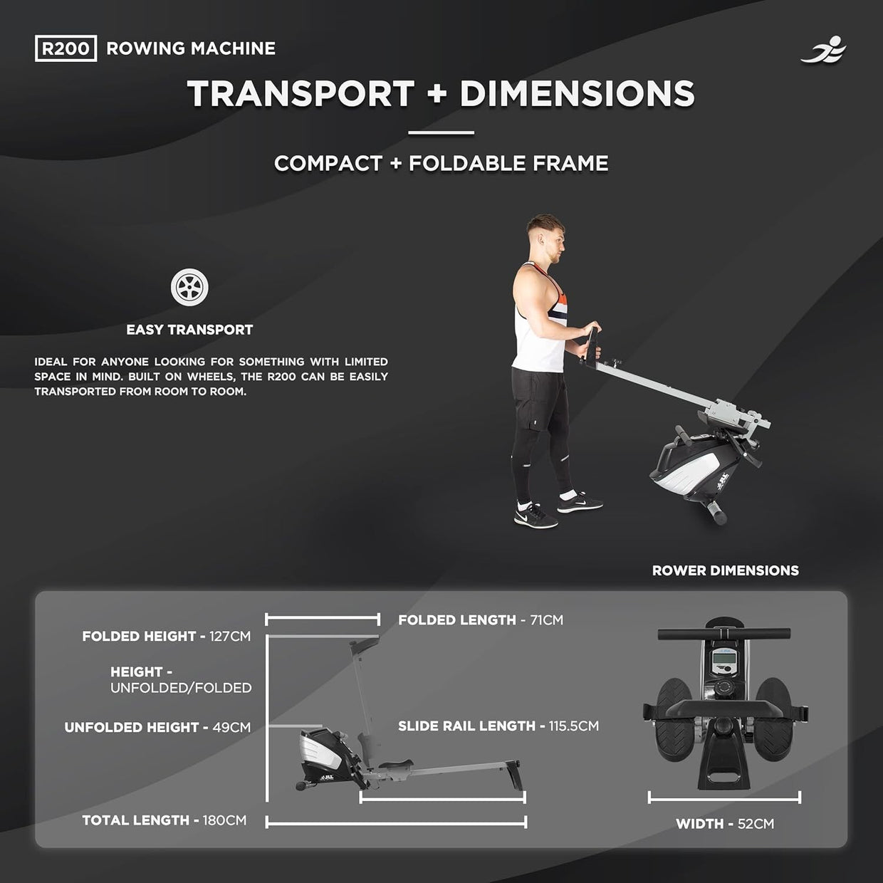 Folding Magnetic Rowing Machine Quiet Belt Drive 10 - Level Resistance LCD 100KG - Kwikley