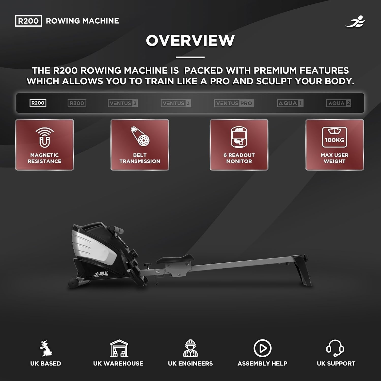 Folding Magnetic Rowing Machine Quiet Belt Drive 10 - Level Resistance LCD 100KG - Kwikley