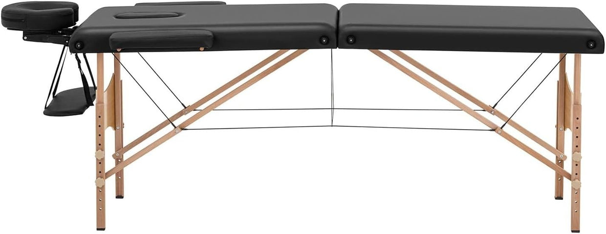 Folding Massage Table Portable Therapy Spa Bed Adjustable Height 630–860mm - Kwikley