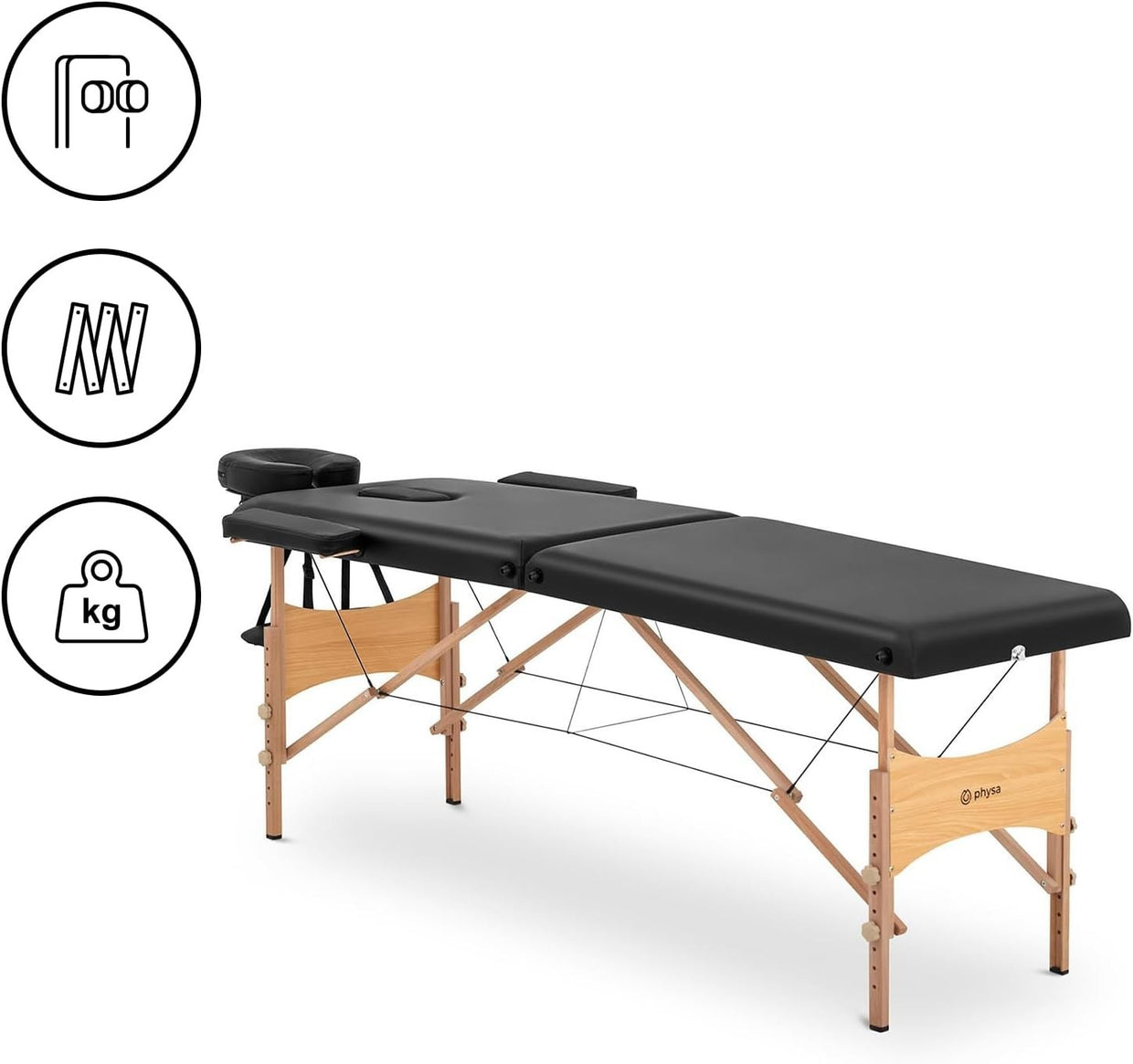 Folding Massage Table Portable Therapy Spa Bed Adjustable Height 630–860mm - Kwikley