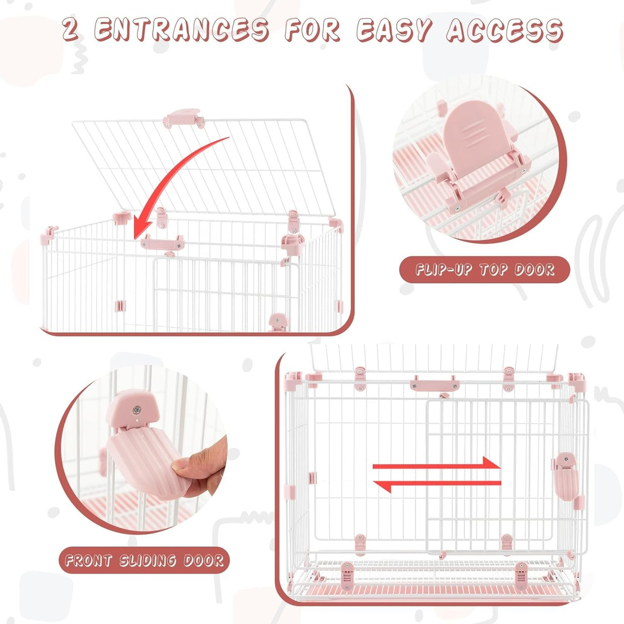Folding Metal Dog Crate with Wheels & Double Lock Doors Indoor Pet Kennel 41x56c - Kwikley