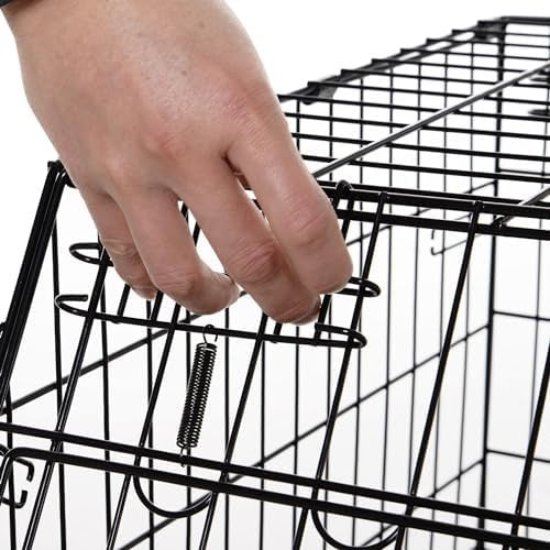 Folding Metal Dog Travel Cage with Tray & Handle – Compact Portable Crate - Kwikley