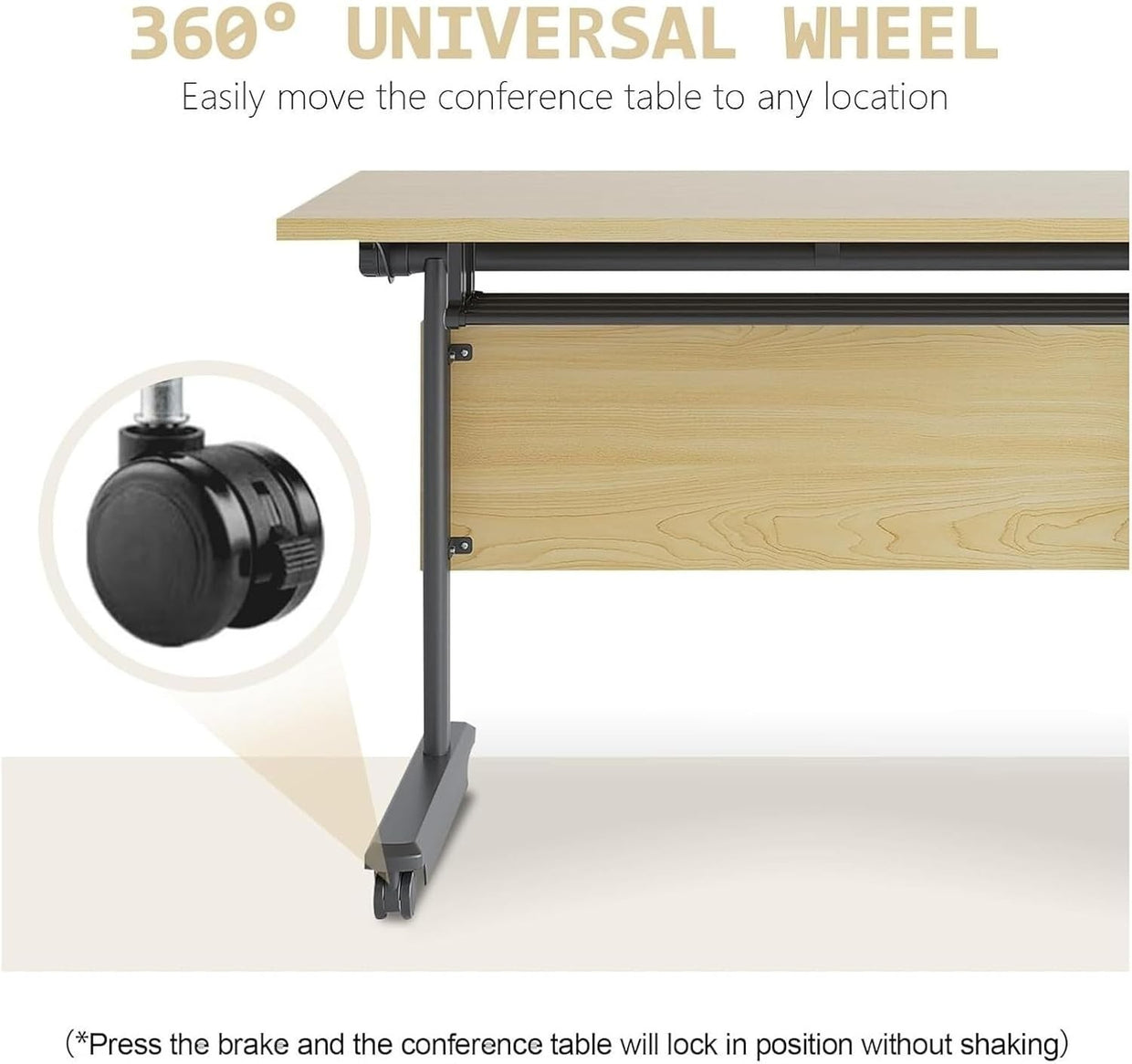 Folding Modular Training Desk – Mobile Conference Table with Wheels 55" - Kwikley