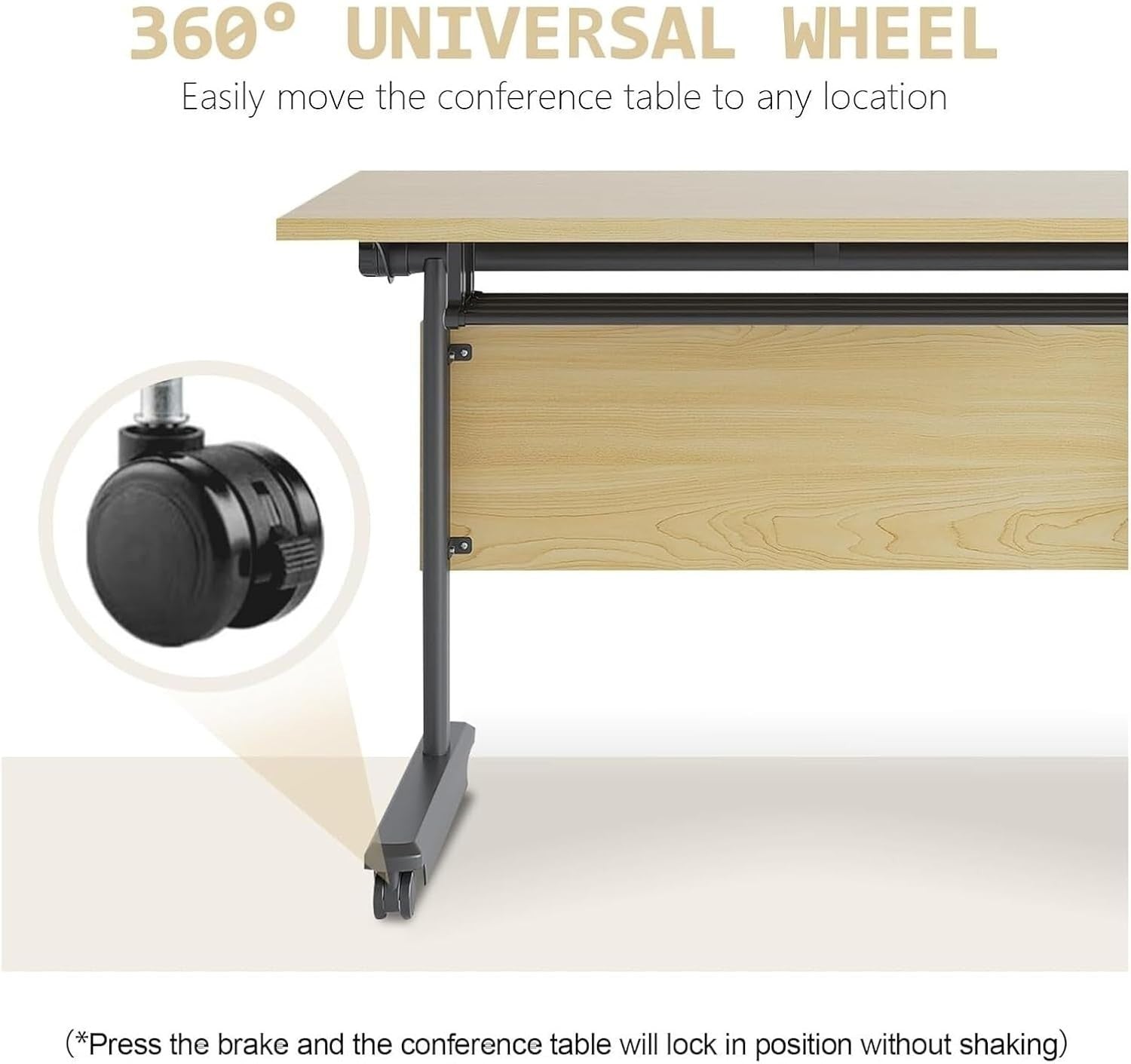Folding Modular Training Desk – Mobile Conference Table with Wheels 55" - Kwikley