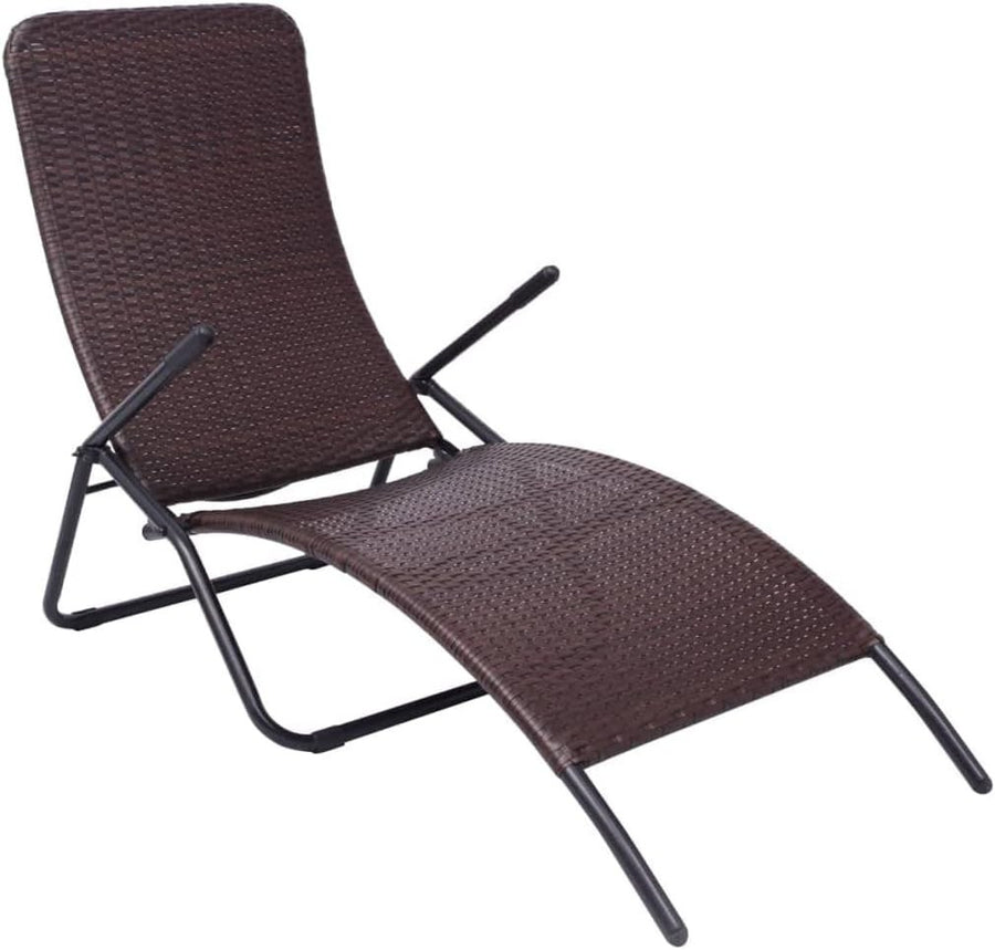 Folding Outdoor Sun Lounger with Weatherproof PE Rattan & Steel Frame - Kwikley