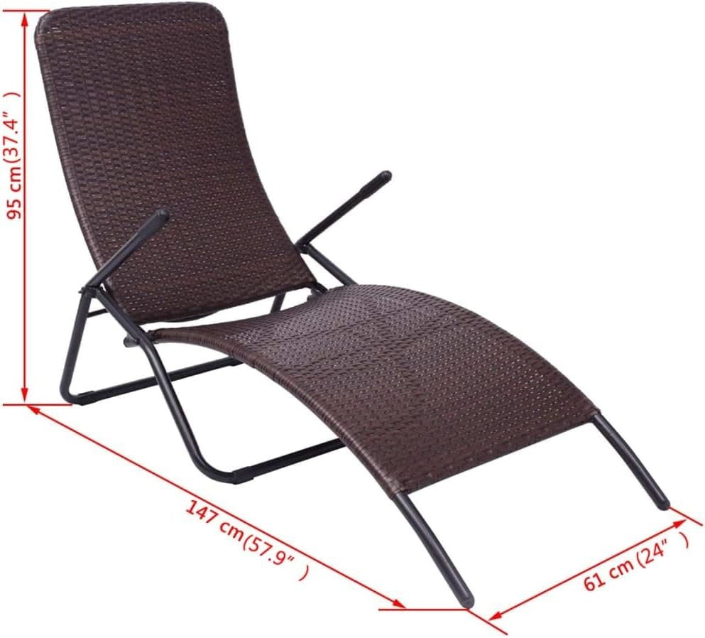 Folding Outdoor Sun Lounger with Weatherproof PE Rattan & Steel Frame - Kwikley
