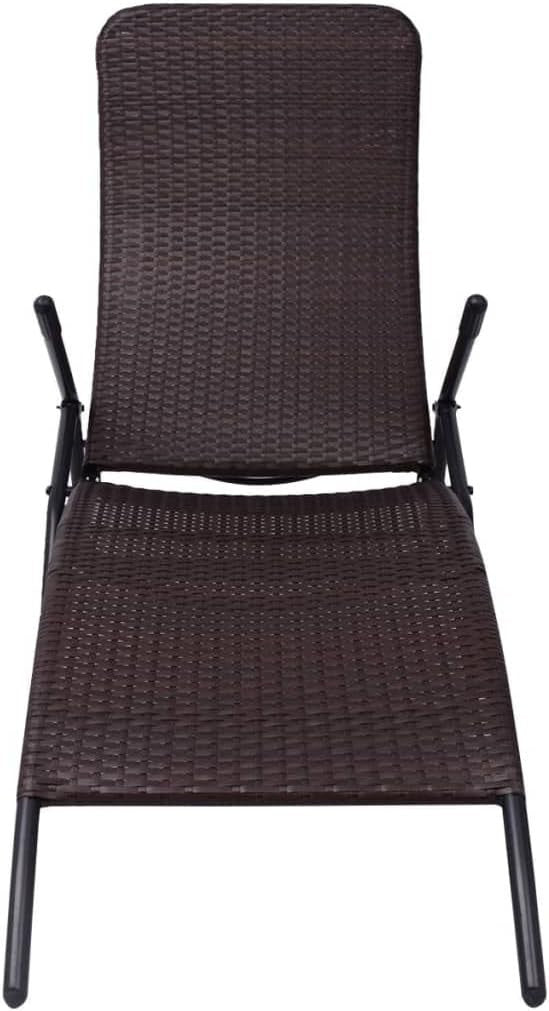 Folding Outdoor Sun Lounger with Weatherproof PE Rattan & Steel Frame - Kwikley