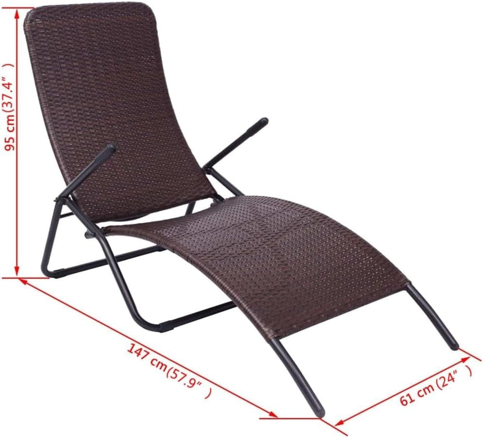 Folding Outdoor Sun Lounger with Weatherproof PE Rattan & Steel Frame - Kwikley
