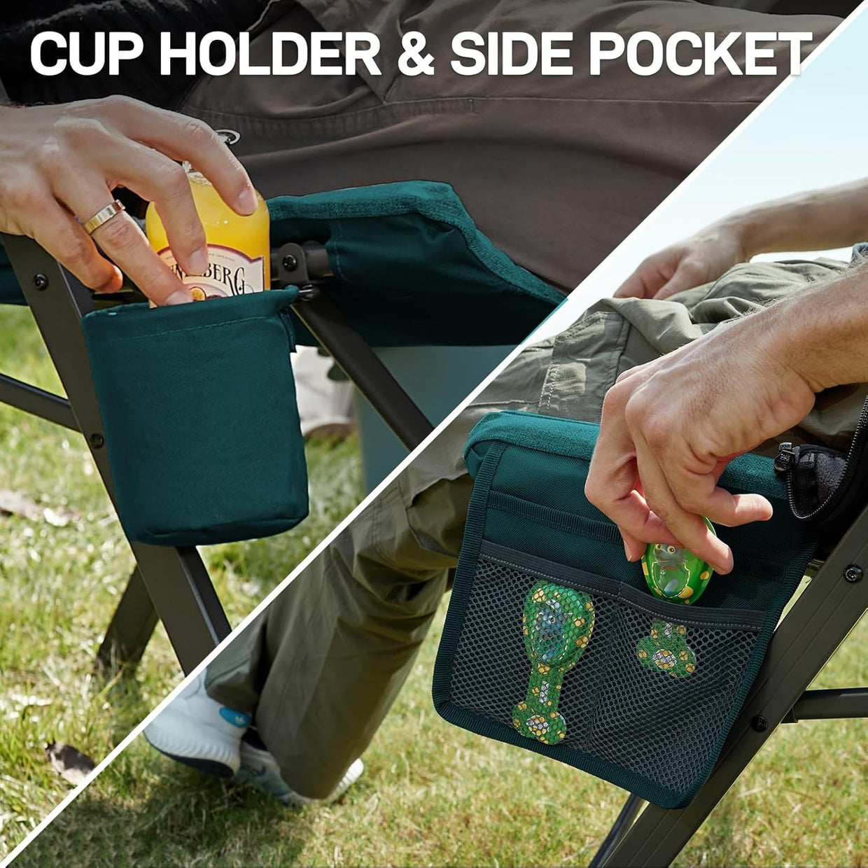 Folding Padded Camping Chair Recliner High Back 150kg Heavy Duty Seat - Kwikley