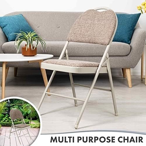 Folding Padded Chair Metal Frame Heavy Duty Foldable Indoor Outdoor Seat - Kwikley