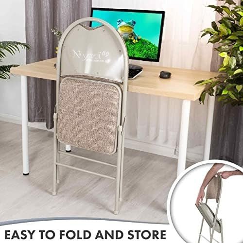 Folding Padded Chair Metal Frame Heavy Duty Foldable Indoor Outdoor Seat - Kwikley