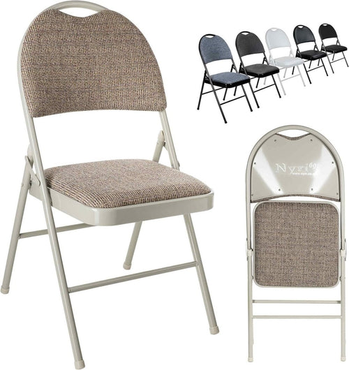 Folding Padded Chair Metal Frame Heavy Duty Foldable Indoor Outdoor Seat - Kwikley