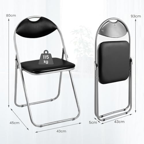 Folding Padded Chairs Set of 4 Metal Frame Conference Dining Desk Seats - Kwikley