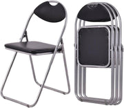 Folding Padded Chairs Set of 4 Metal Frame Conference Dining Desk Seats - Kwikley